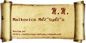 Malkovics Mátyás névjegykártya