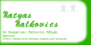 matyas malkovics business card
